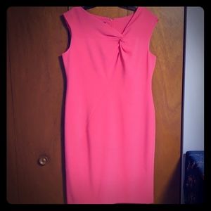 Pink shift, asymmetrical neck,